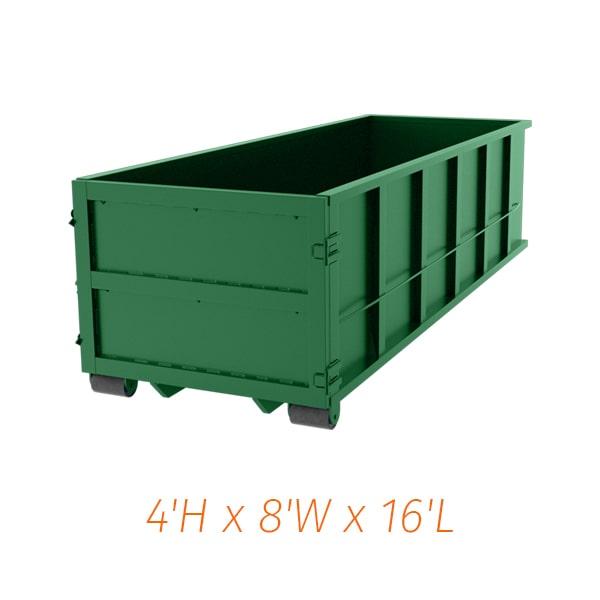 our 15-yard dumpsters can typically hold up to 4 tons of weight